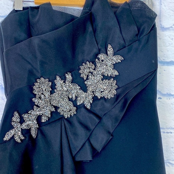 Marchesa Notte black silk strapless beaded silk gown - Picture 2 of 8